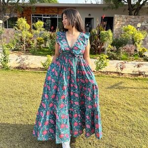 NEW Floral Indian Block Print Dress